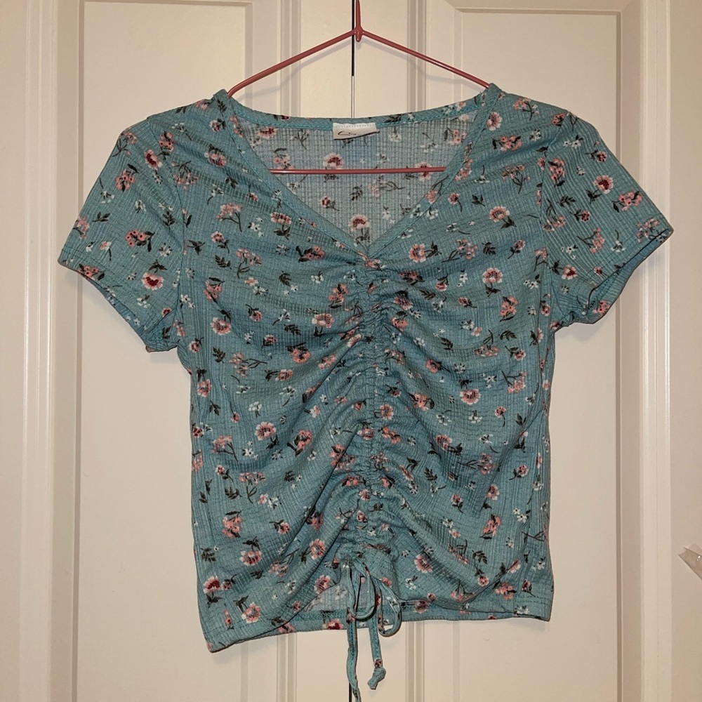 Olivia Rae Teal Floral Shirt